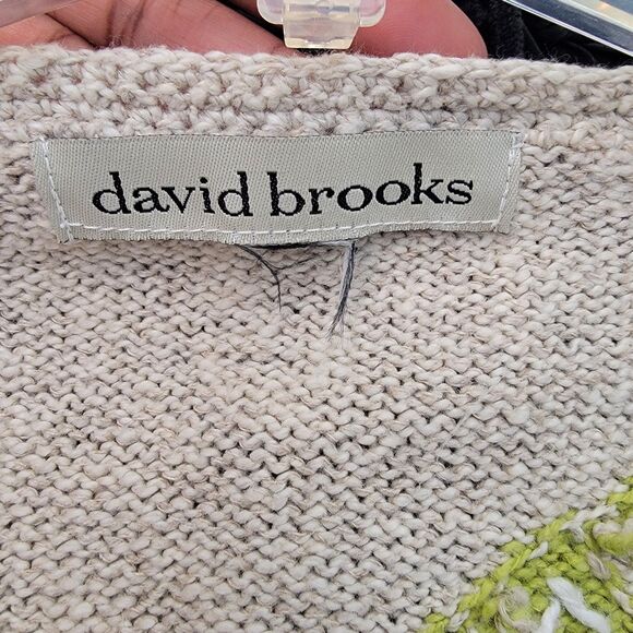 David Brooks cardigan sweater wmns  tan multi col floral embroidered cottagecore - Picture 3 of 4